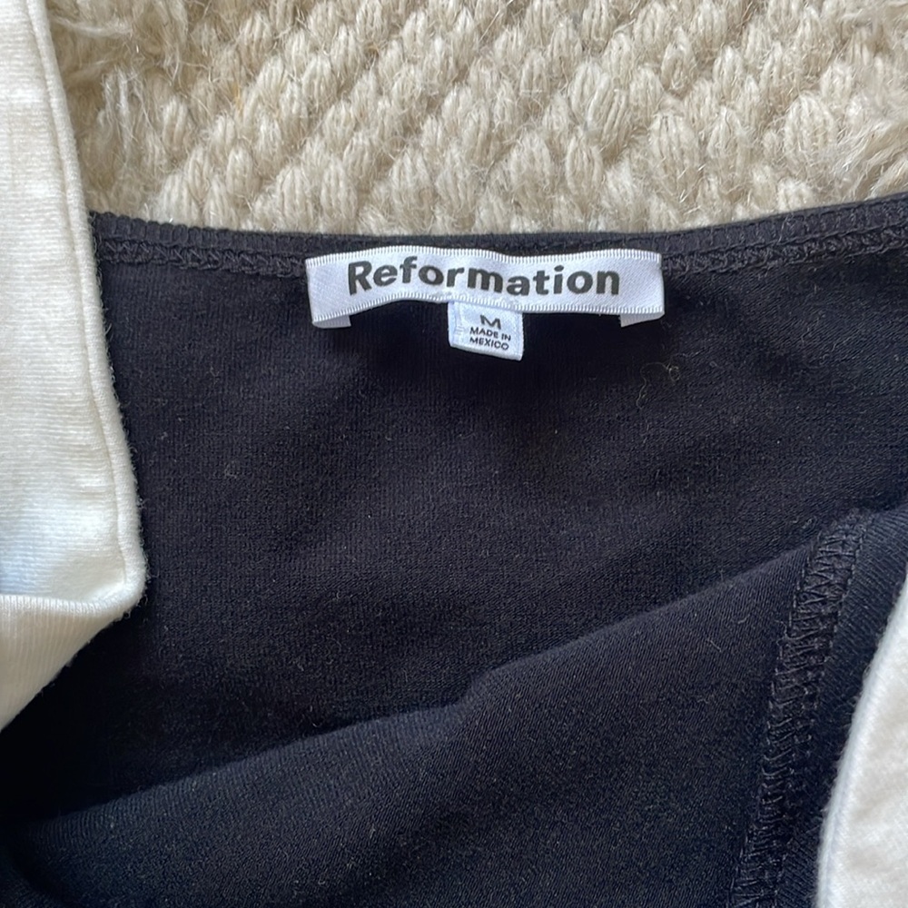 Reformation Black and White Contrast Square-Neck Camisole - Picture 5 of 7